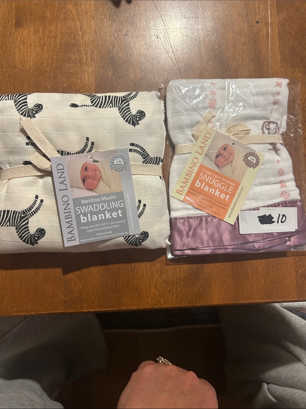 Bamboo muslin swaddle blanket and 2 layer satin snuggle blanket